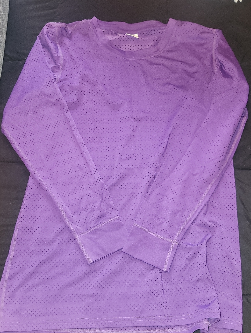 ZYIA Purple Long Sleeve Perforated Tee